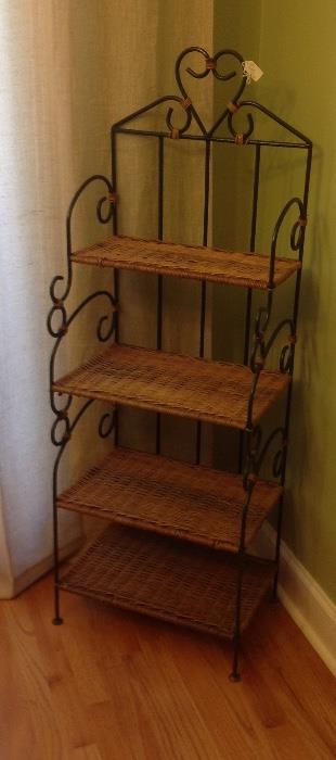 Wrought iron 4 shelf all purpose display shelf.  Has versatile use in kitchen, laundry room, bathroom, just about any room. 