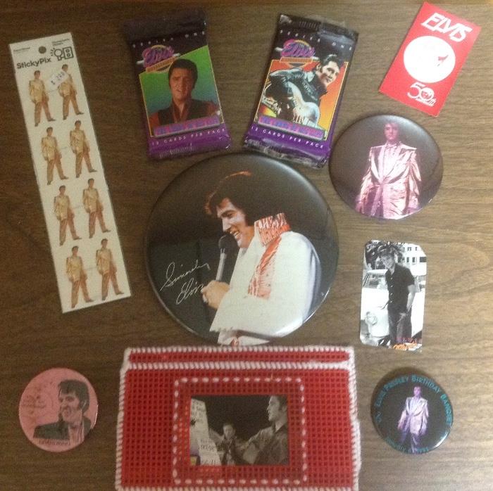 More Elvis with buttons and stickers.