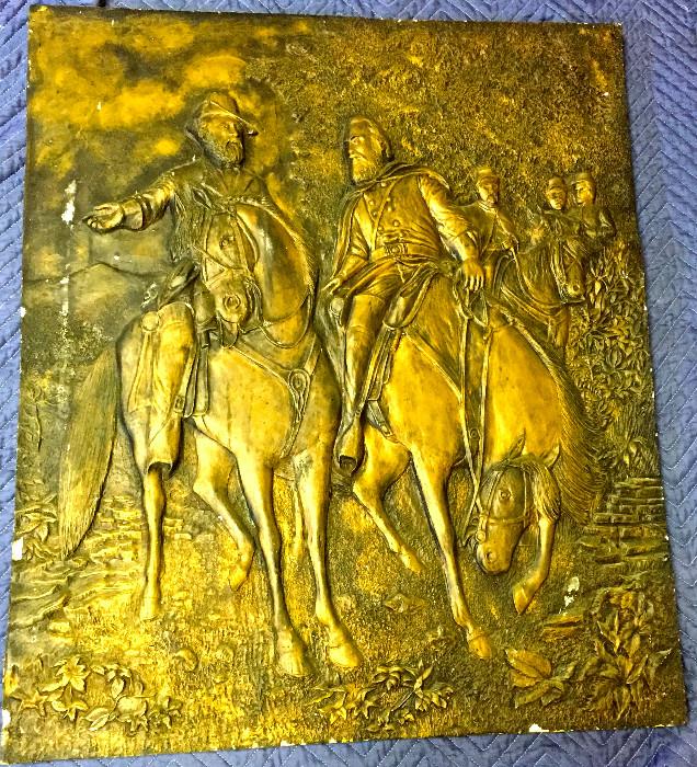Rare Bronzed Plaster Bas Relief of the "Last Meeting" - Dated 1889