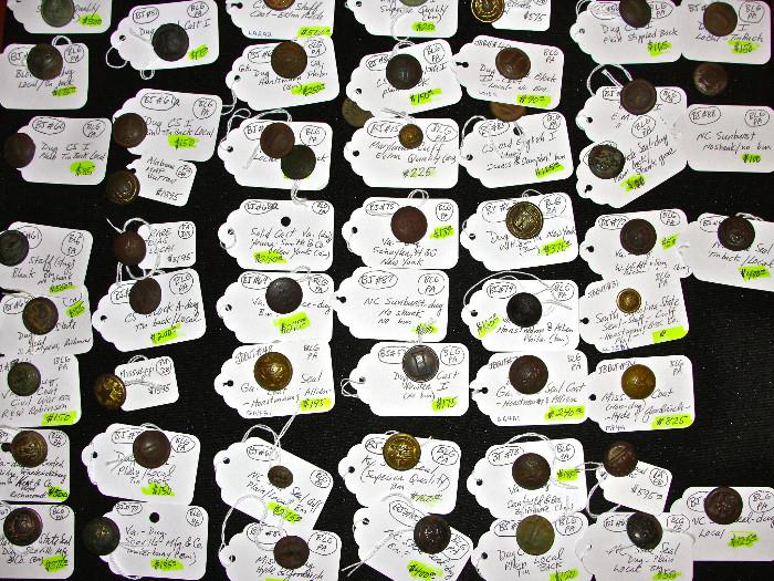 Large Selection of Confederate and Union Dug and Non-dug Buttons
