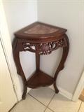 corner table with marble inset