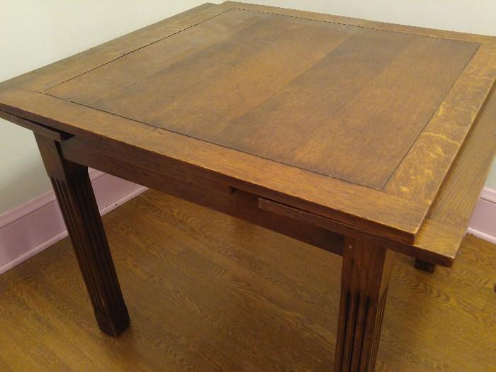 Vintage oak draw-leaf dining table