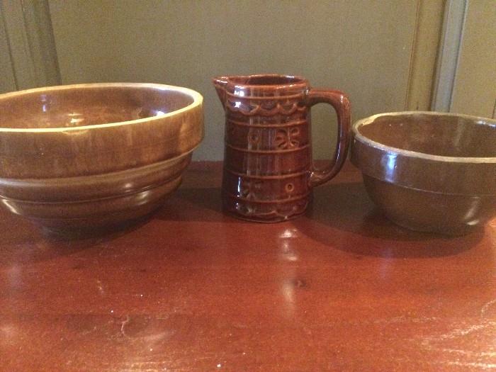 USA crockery bowls and small pitcher