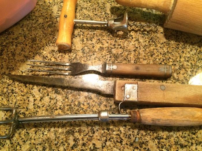 Vintage wood-handled utensils