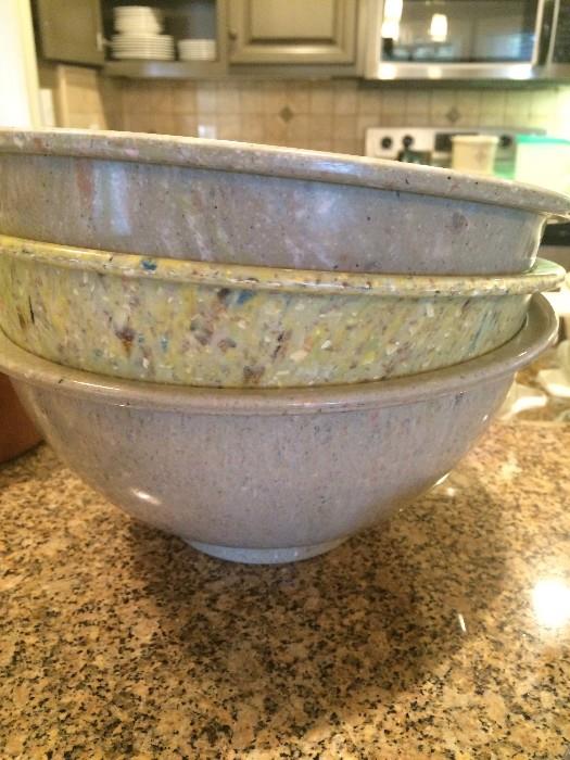 Speckled Texas Ware mixing bowls