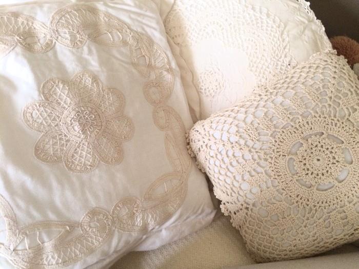 Lace and crochet accent pillows
