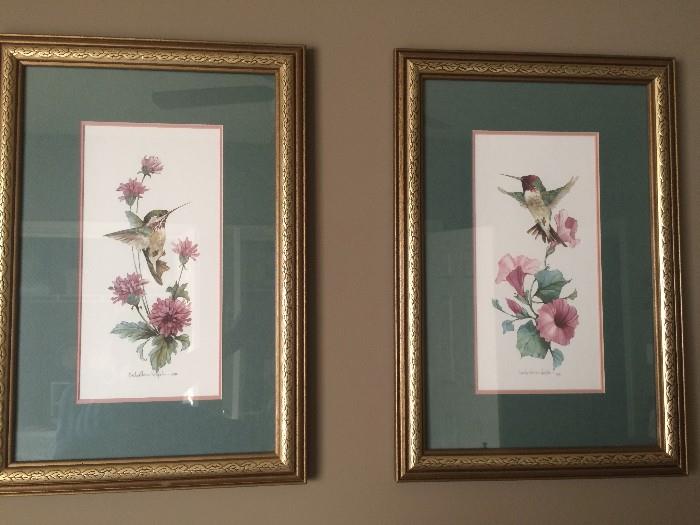 Another pair of Carolyn Shore Wright hummingbird prints