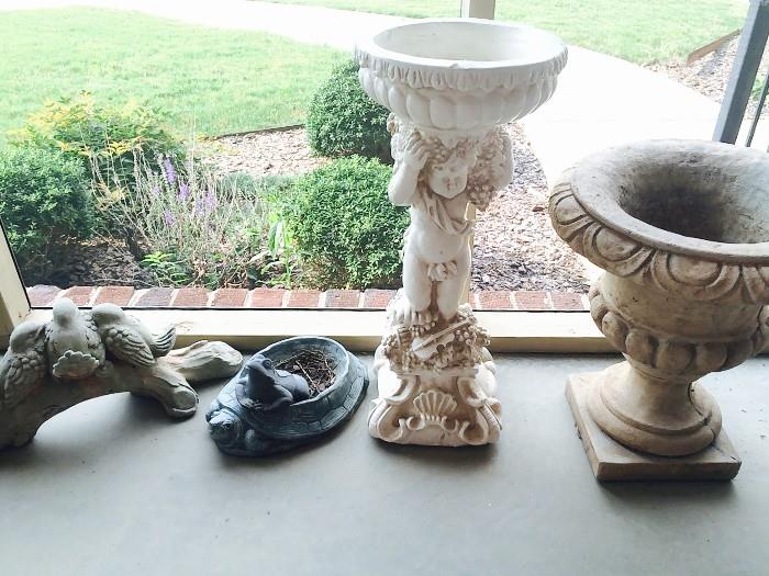 Concrete and resin planters and yard art