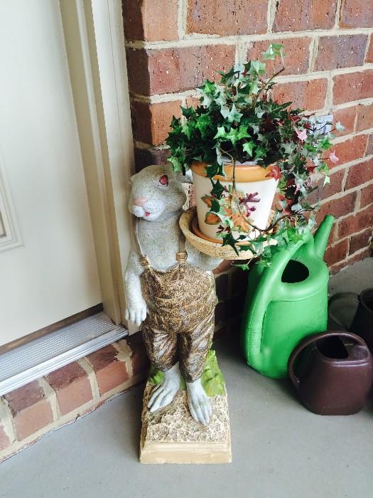 Bunny statue planter holder
