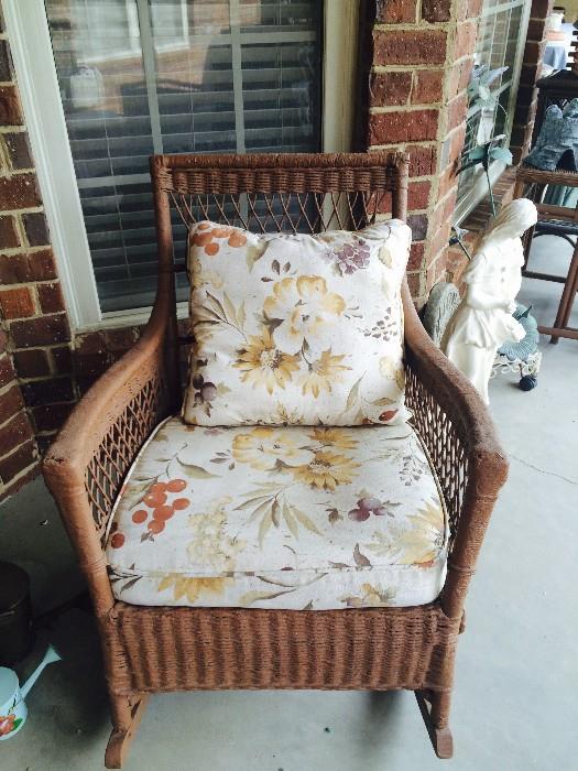 Another wicker rocker with cushions