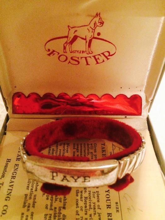 Sterling engraved "Faye" bracelet by Foster in box