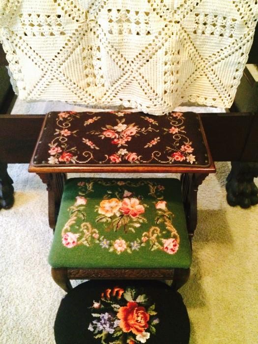 Embroidered stools