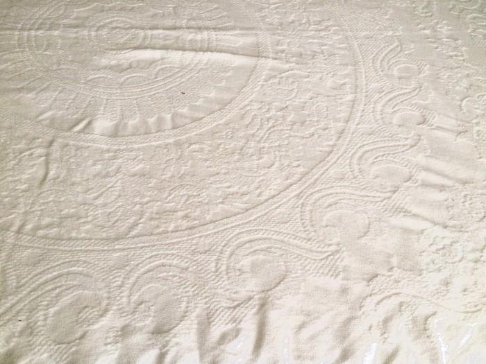 Vintage bates woven fringed coverlet, full/queen