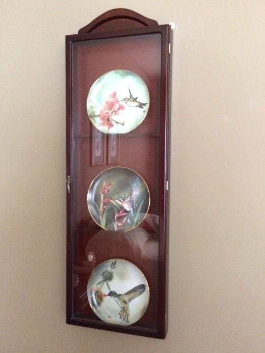 plate display holder with collectible hummingbird plates