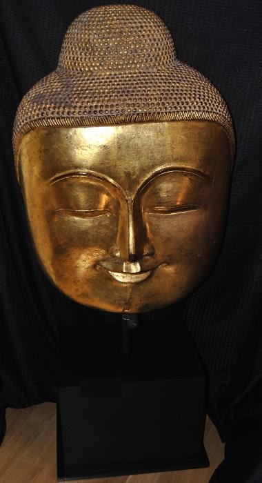 Burmese Paper Mache Gold Leaf Buddha Face 80 cm