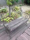 Vintage wrought iron garden bench 