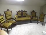 7-Piece Matching Parlor Set with burled accents on the Crest Rails..Elegant "Eastlake"...Will not sell separately.  Price to Sell... $ 1,000