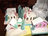 Vintage 1950's paper houses.  Used on many mantle's with Christmas lights...