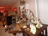 Antique Spinning Wheel from East Tennessee. Antique Oak Library Table..