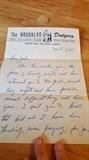 Hand written letter from Red Barber of Brooklyn Dodgers