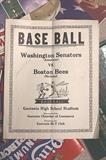 Program for a baseball game held at Gastonia, NC in 1937 between the Washington Senators and the Boston Bees.  Big article inside about local player John Kelly "Buddy" Lewis.