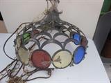 late 60's ceiling lamp, stained glass