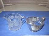 Crystal coin pitcher, silver decorated