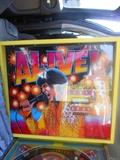 Pin Ball Machine. Not coin operated. Floor Model. "Alive" model 55 860224-2, Serial 3341, Brunswick Corporation. view 3