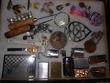 vintage lighters, cigarette case, Coca Cola ice pick, collectibles