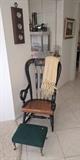Black stenciled rocker and footstool