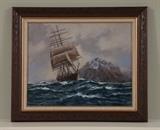 Anthony D. Blake. The Hotspur and Cape Horn. An American "Downeaster". 22.5 x18 in. Acrylic on canvas on board. Listed New Zealand artist