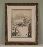 Yoshida Hiroshi, 16 x 22" Japanese woodblock print. Snow in Nakazato. One of the only large format prints in black and white that Hiroshi made.