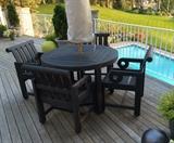 Summit brand weather resistant patio furniture, 4 chairs with round table and Santa Barbara Umbrella