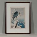 Ohara Shoson, Japanese woodblock print Blue Heron