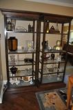 Pair of Bronze and Glass Display Units with Lights