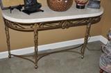 Marble and Polished Brass Foyer Table
