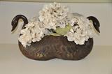 Double Swan Metal Planter