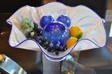 Large Art Glass Blue and White Centerpiece
