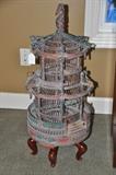 Vintage Wooden Painted Birdcage