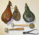 Antique Gun Powder Flasks, Bullet Mold, Etc..