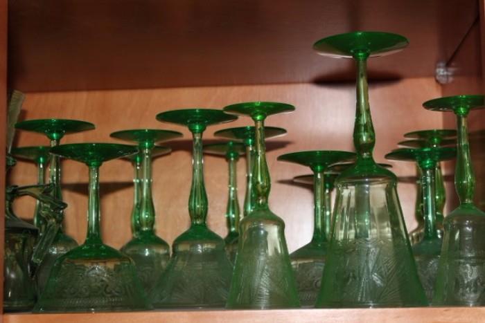 Heisy Green Depression Glass and Plates