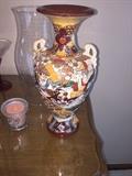 OLD ASIAN HAND-PAINTED VASE ( CRACKED ) SOLD AS IS