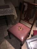 ANTIQUE NEEDLEPOINT CHAIRS AND TABLE SET