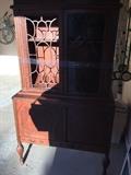 ANTIQUE CHINA CABINET ( BROKEN GLASS ONE SIDE) SOLD AS IS