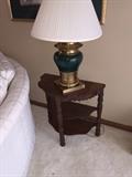 WOODEN HAND CARVED SIDE TABLE AND LAMP