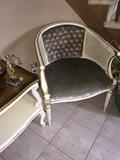 WHITE ITALIAN BARREL CHAIR