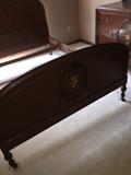 BEAUTIFUL HANDMADE/HANDPAINTED 1800S VICTORIAN BEDROOM SET BY WCR GRAND RAPIDS FURNITURE COMPANY ( INCLUDES TALL CHEST OF DRAWERES / FULL SIZE HEADBOARD WITH FOOTBOARD AND DRESSER WITH MIRROR)