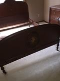 BEAUTIFUL HANDMADE/HANDPAINTED 1800S VICTORIAN BEDROOM SET BY WCR GRAND RAPIDS FURNITURE COMPANY ( INCLUDES TALL CHEST OF DRAWERES / FULL SIZE HEADBOARD WITH FOOTBOARD AND DRESSER WITH MIRROR)