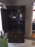 TALL SOLID WOOD ENTERTAINMENT CABINET