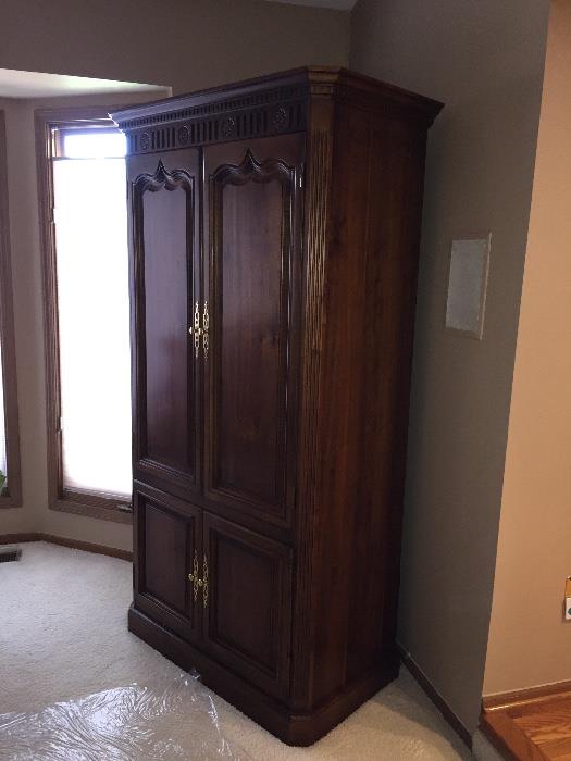 TALL SOLID WOOD ENTERTAINMENT CABINET